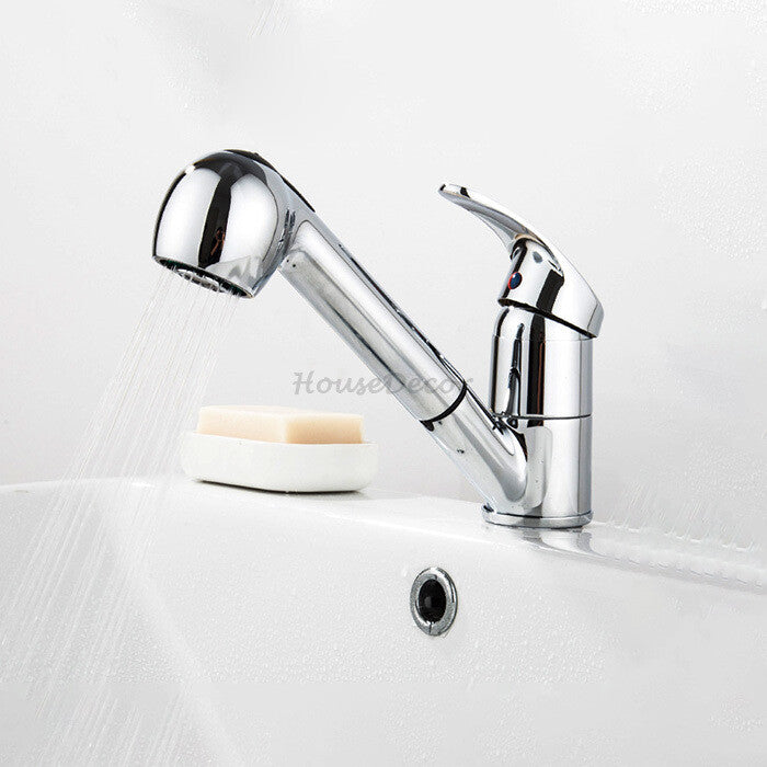 Modern kitchen sink mixer tap pull out spray main view
