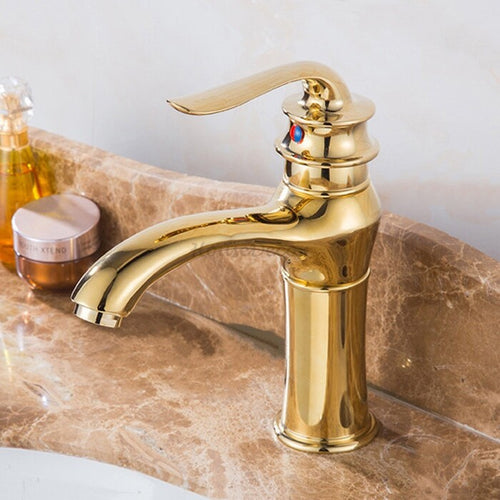 Gold bath shower mixer tap single lever control main view