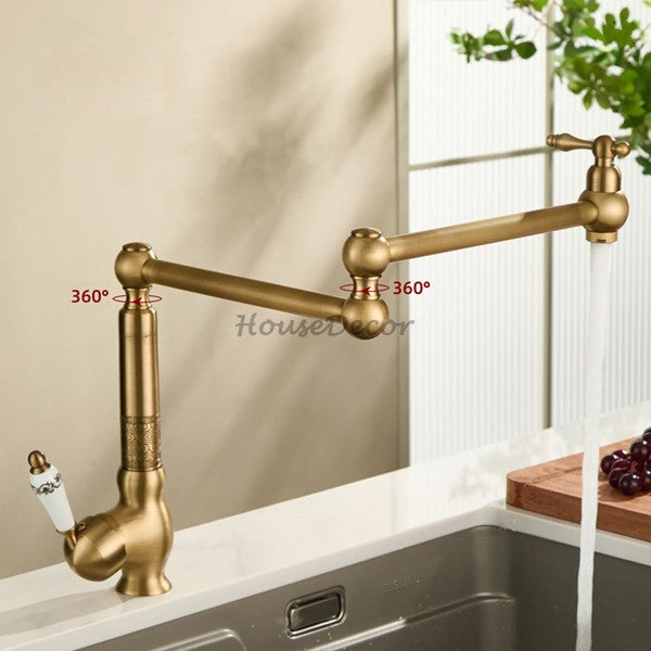 Modern kitchen sink mixer tap swivel spout detail view
