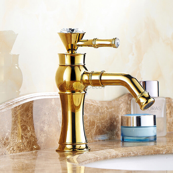 Gold Brass bath shower mixer tap single lever control main view