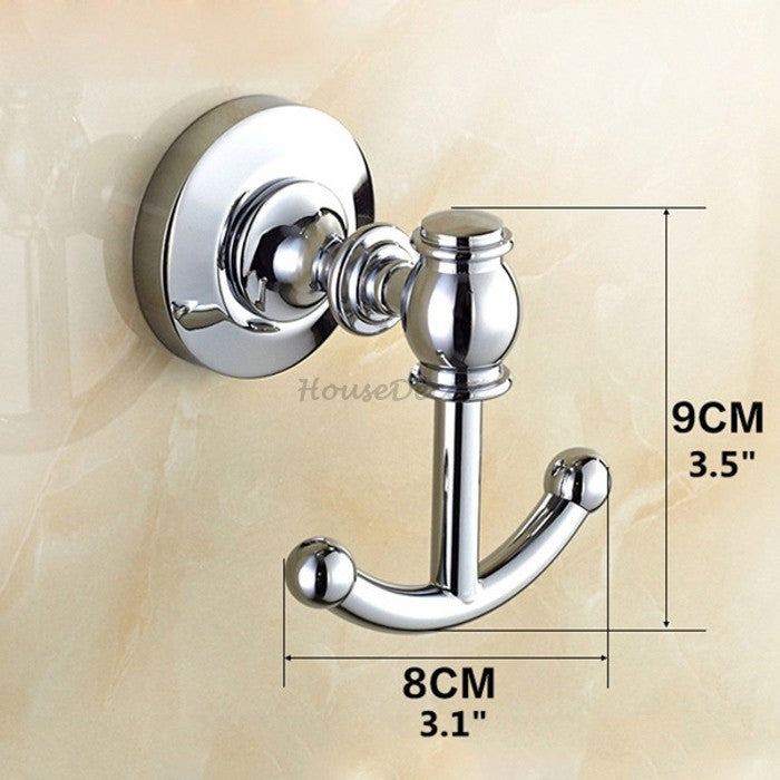 Polished Chrome robe hook wall mounted design detail view