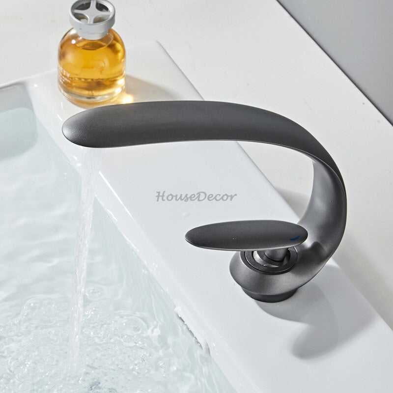 Modern bath shower mixer tap deck mounted design detail view