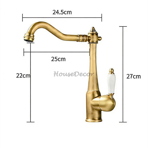 Antique Brass kitchen sink mixer tap swivel spout additional view