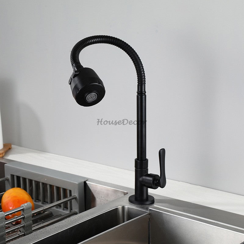 Matte Black kitchen sink mixer tap deck mounted design main view