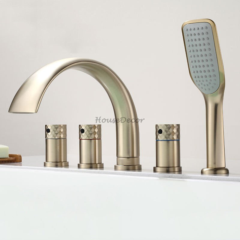 Modern bath shower mixer tap waterfall spout detail view