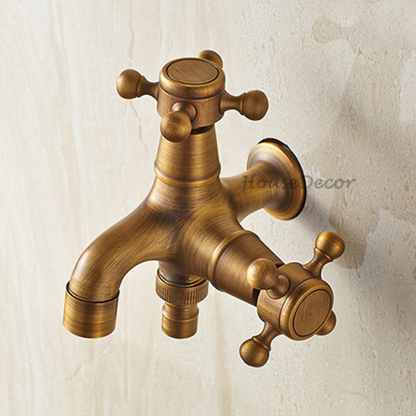 Antique Brass utility faucet wall mounted design main view