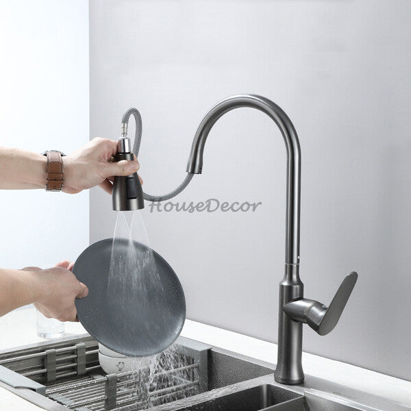 Modern kitchen sink mixer tap pull out spray additional view
