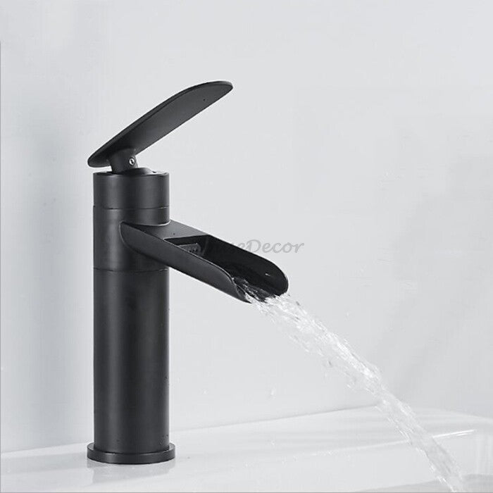 Modern bath shower mixer tap waterfall spout detail view