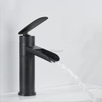 Modern bath shower mixer tap waterfall spout detail view