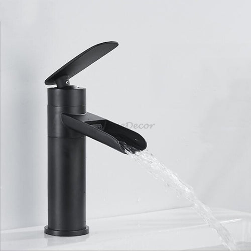 Modern bath shower mixer tap waterfall spout detail view
