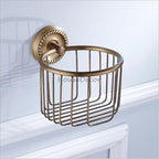 Antique Brass toilet paper holder wall mounted design detail view