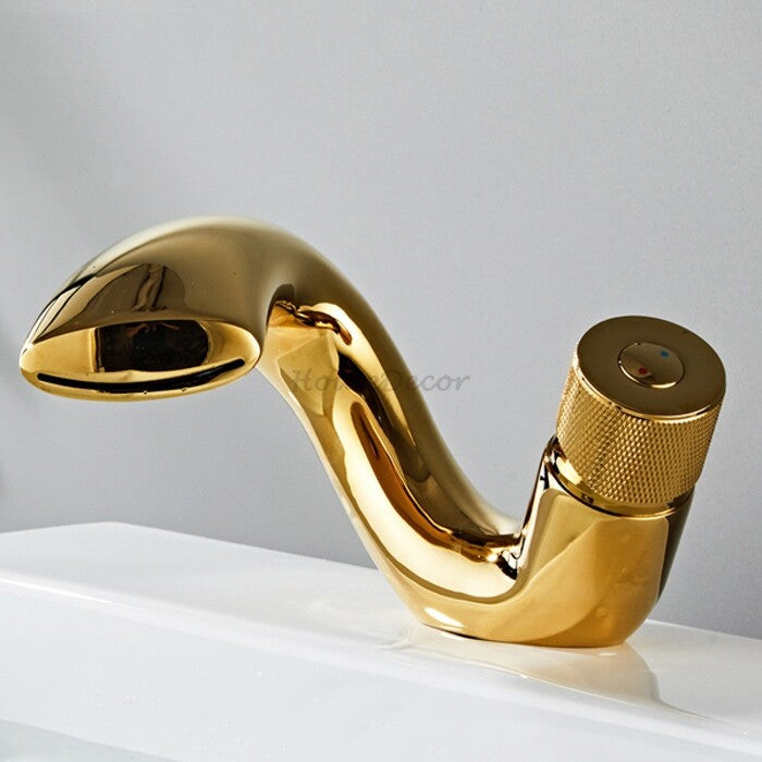 Brass bathroom basin mixer tap waterfall spout additional view