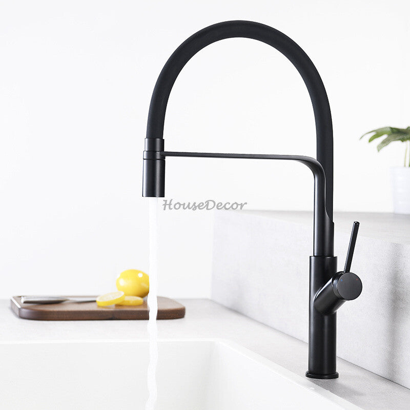Modern kitchen sink mixer tap swivel spout detail view