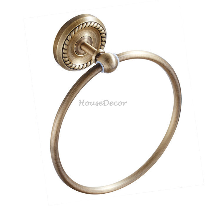 Antique Brass towel ring wall mounted design main view