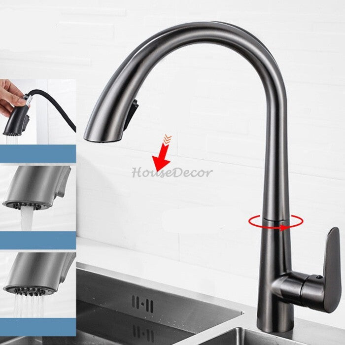 Modern kitchen sink mixer tap pull out spray additional view