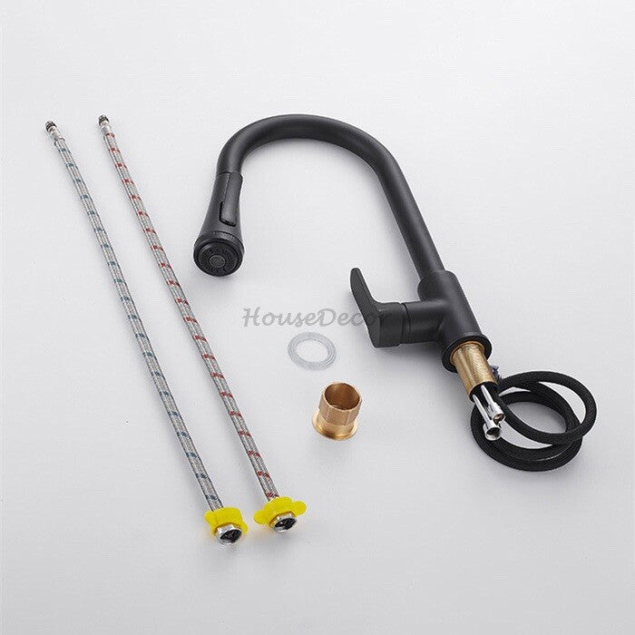 Black bath shower mixer tap pull out spray additional view