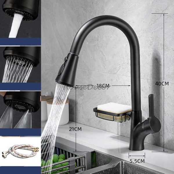 Modern kitchen sink mixer tap pull out spray detail view