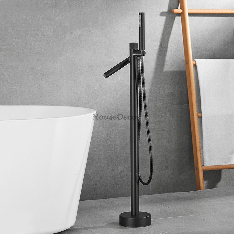 Modern bath shower mixer tap handheld shower set detail view