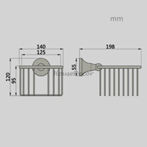 Brass toilet paper holder wall mounted design detail view