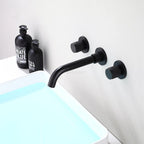 Wall Mounted Widespread 3 Hole Basin Mixer Taps Double Handles Bathroom Faucet