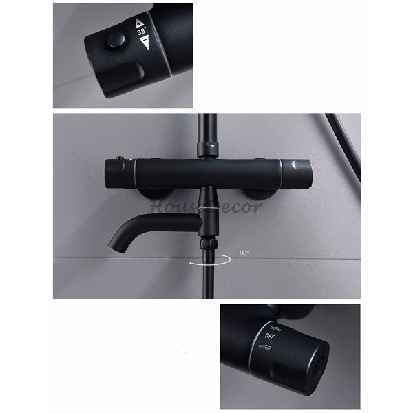 Black bath shower mixer tap thermostatic control additional view
