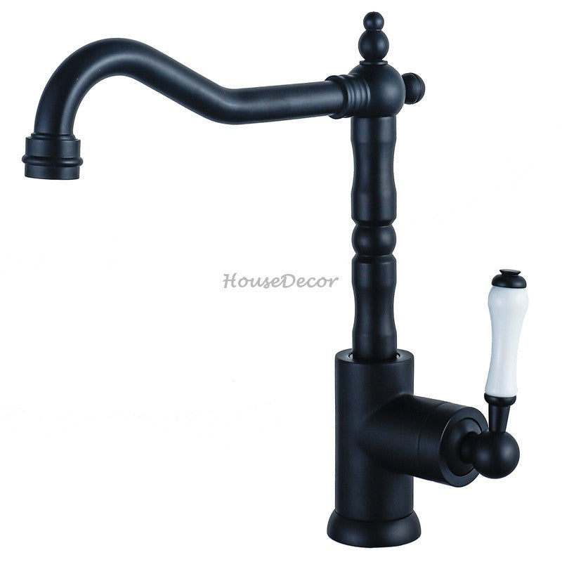 Antique Brass kitchen sink mixer tap swivel spout detail view