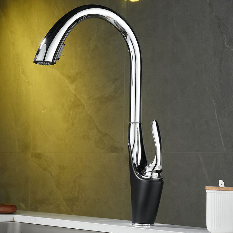 Modern kitchen sink mixer tap pull out spray main view