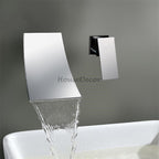 Modern Brass bath shower mixer tap waterfall spout detail view