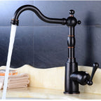 Black Brass bathroom basin mixer tap swivel spout main view
