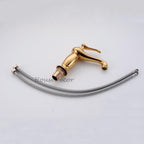 Gold bath shower mixer tap deck mounted design detail view