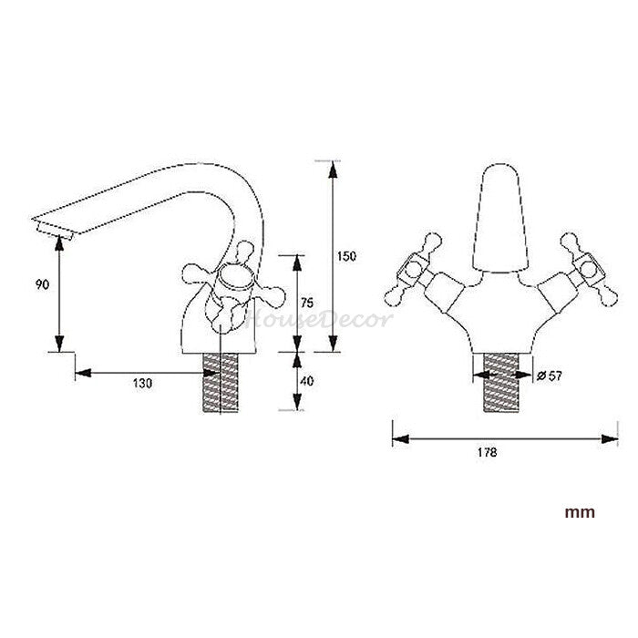 Chrome Brass bath shower mixer tap deck mounted design additional view