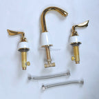 Gold Ceramic bathroom basin mixer tap 3 hole installation additional view