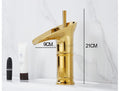Gold Brass bath shower mixer tap waterfall spout detail view