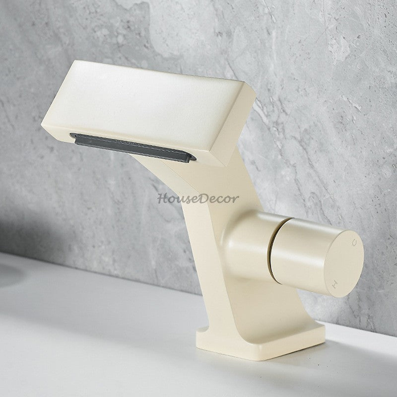 Brass bathroom basin mixer tap waterfall spout additional view