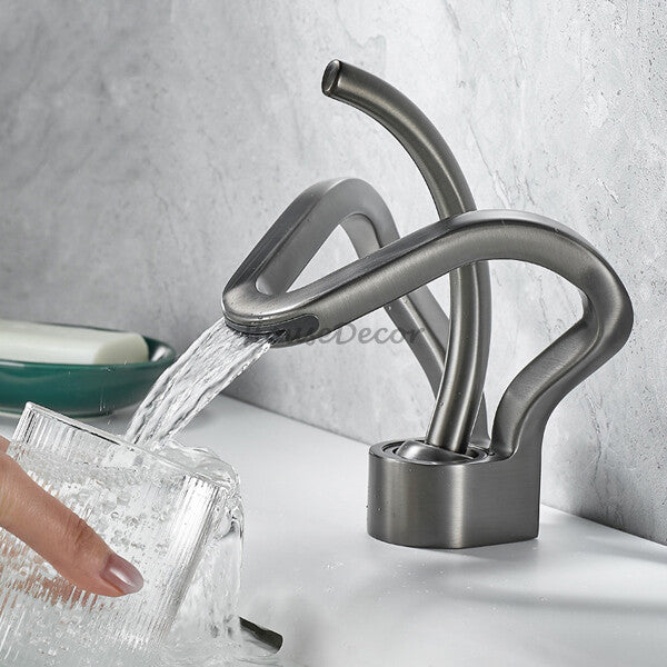 Modern bathroom basin mixer tap waterfall spout additional view