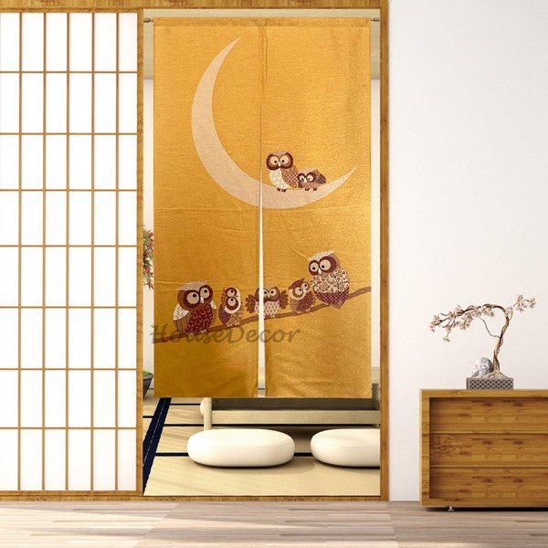 Gold Fabric doorway curtain room divider design main view