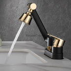 Gold Brass bath shower mixer tap swivel spout detail view