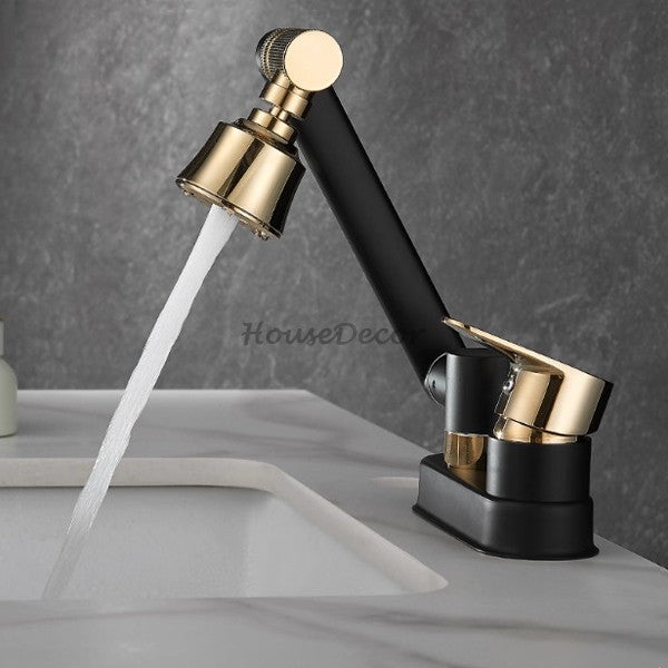 Gold Brass bath shower mixer tap swivel spout detail view