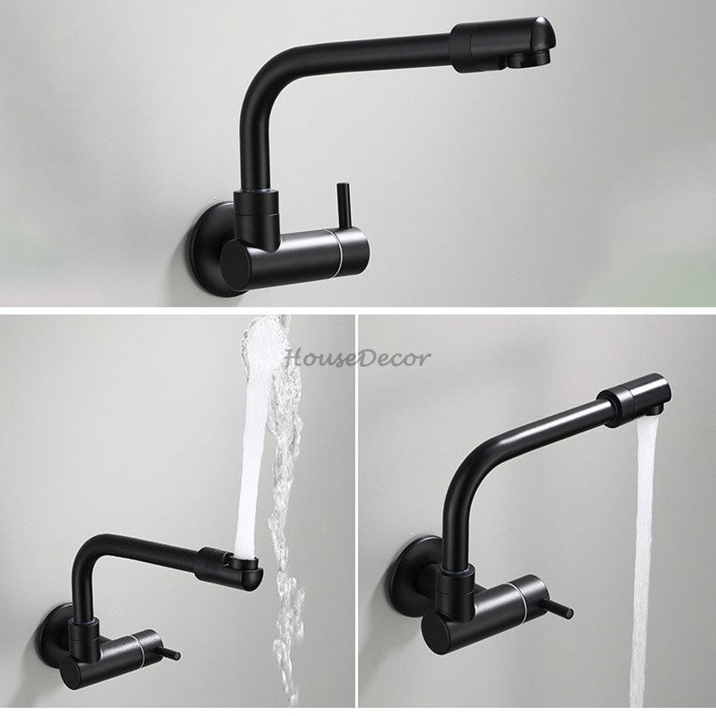 Matte Black Brass kitchen sink mixer tap swivel spout main view