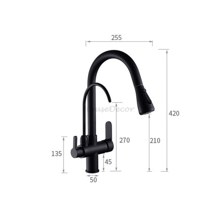 Black kitchen sink mixer tap pull out spray additional view
