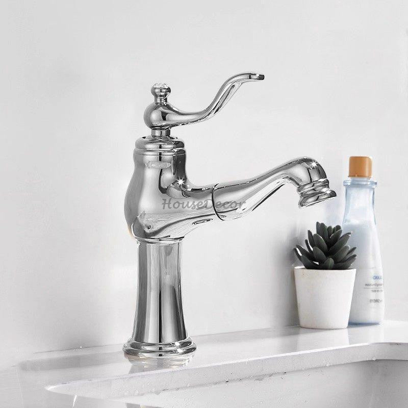 Modern bath shower mixer tap pull out spray detail view