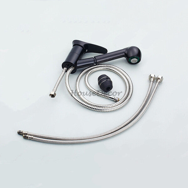 Black bath shower mixer tap pull out spray additional view