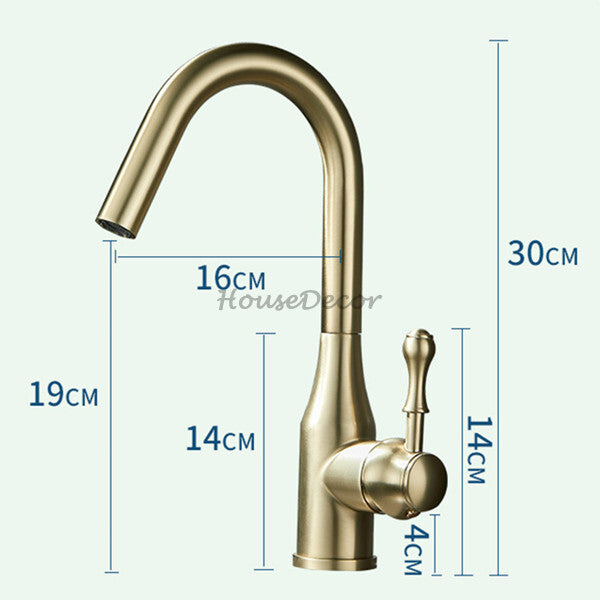 Brushed Gold Brass kitchen sink mixer tap swivel spout additional view