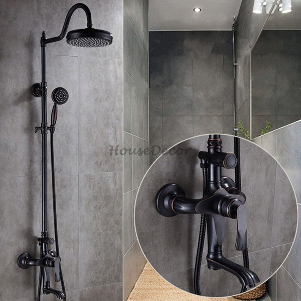 Black bath shower mixer tap detailed product view detail view