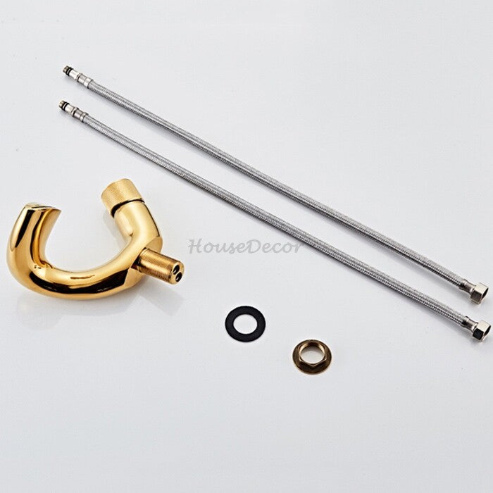 Brass bathroom basin mixer tap waterfall spout additional view