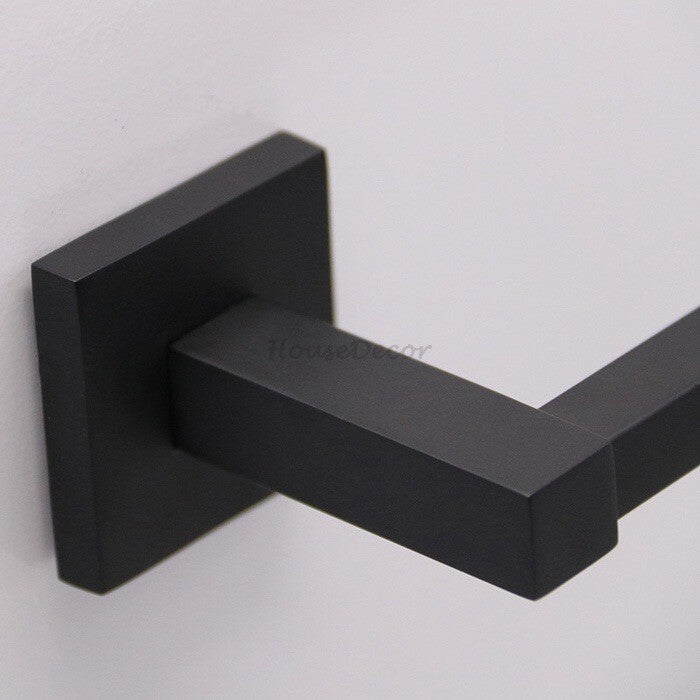 Matte Black toilet paper holder wall mounted design detail view