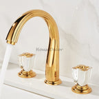 Gold bath shower mixer tap 3 hole installation main view