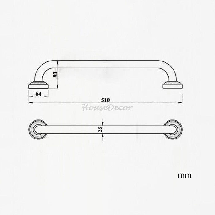 Modern bathroom grab bar safety grip detail view