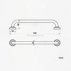 Modern bathroom grab bar safety grip detail view