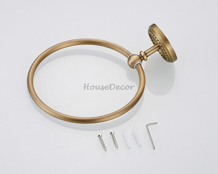 Antique Brass towel ring wall mounted design additional view